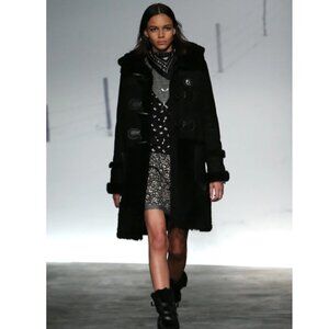 COACH Rip Repair Duffle Coat 86175 Black Mohair Wool Runway 2015